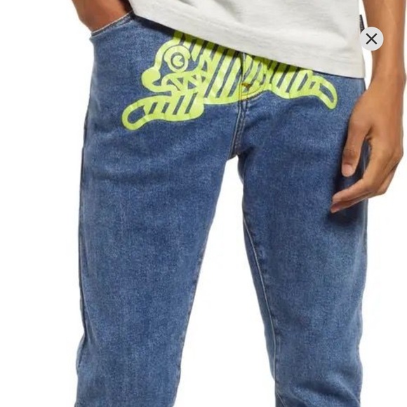 Icecream Neon Lime Striped Running Dog Denim Jean - Picture 2 of 12